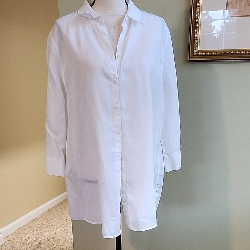 Chico's White Linen Blouse